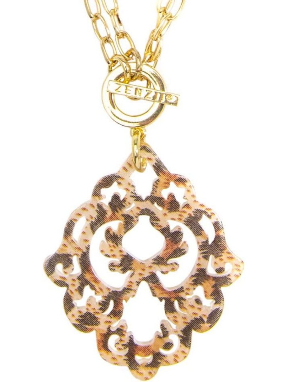 Colorful 2-in-1 Deco Pendant Necklace with Toggle - Swirl Acrylic Charm & Chain